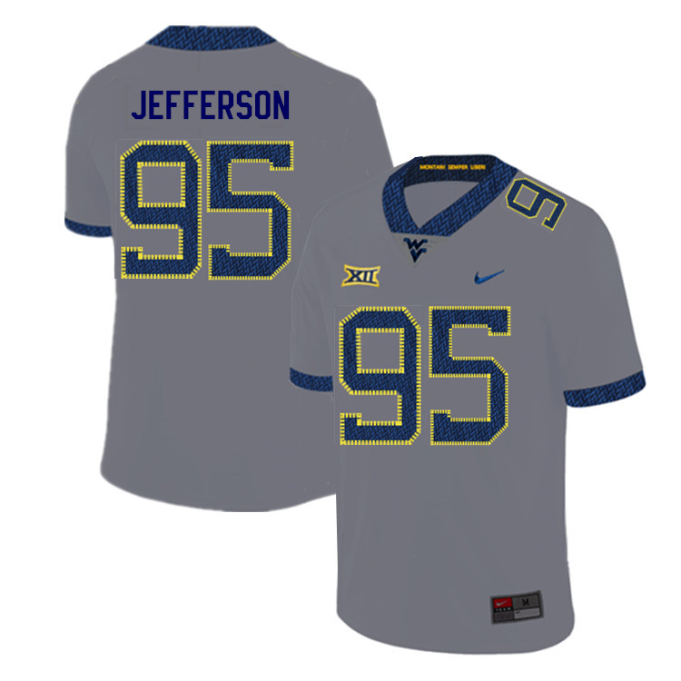 NCAA Men's Jordan Jefferson West Virginia Mountaineers Gray #95 Nike Stitched Football College 2019 Authentic Jersey TB23P85VY